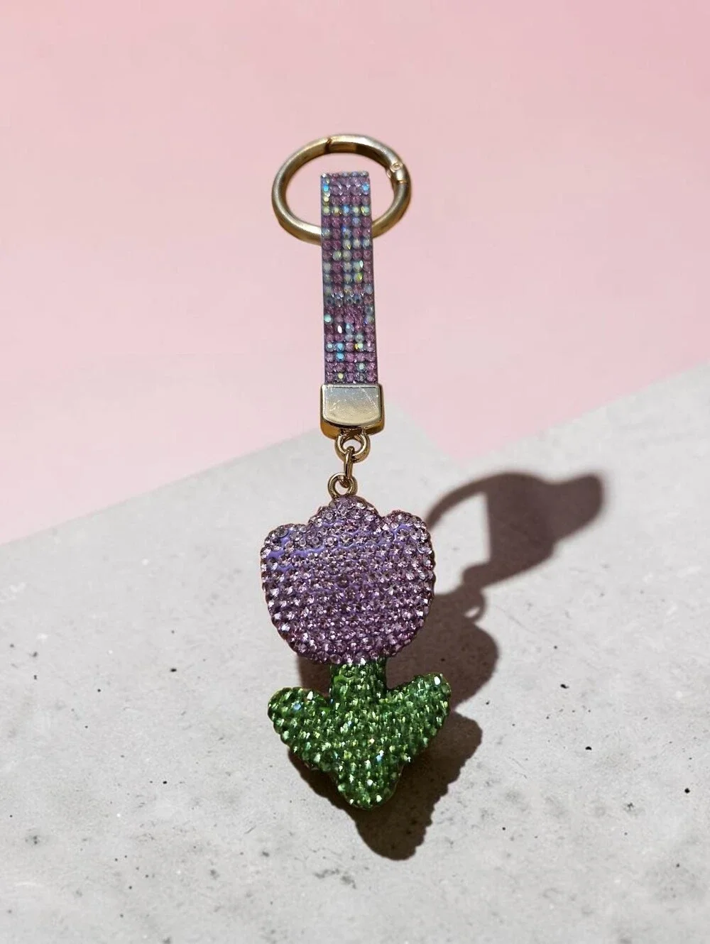 Sassified Boutique NWT Sparkling Purple & Green Flower Keychain Wristlet